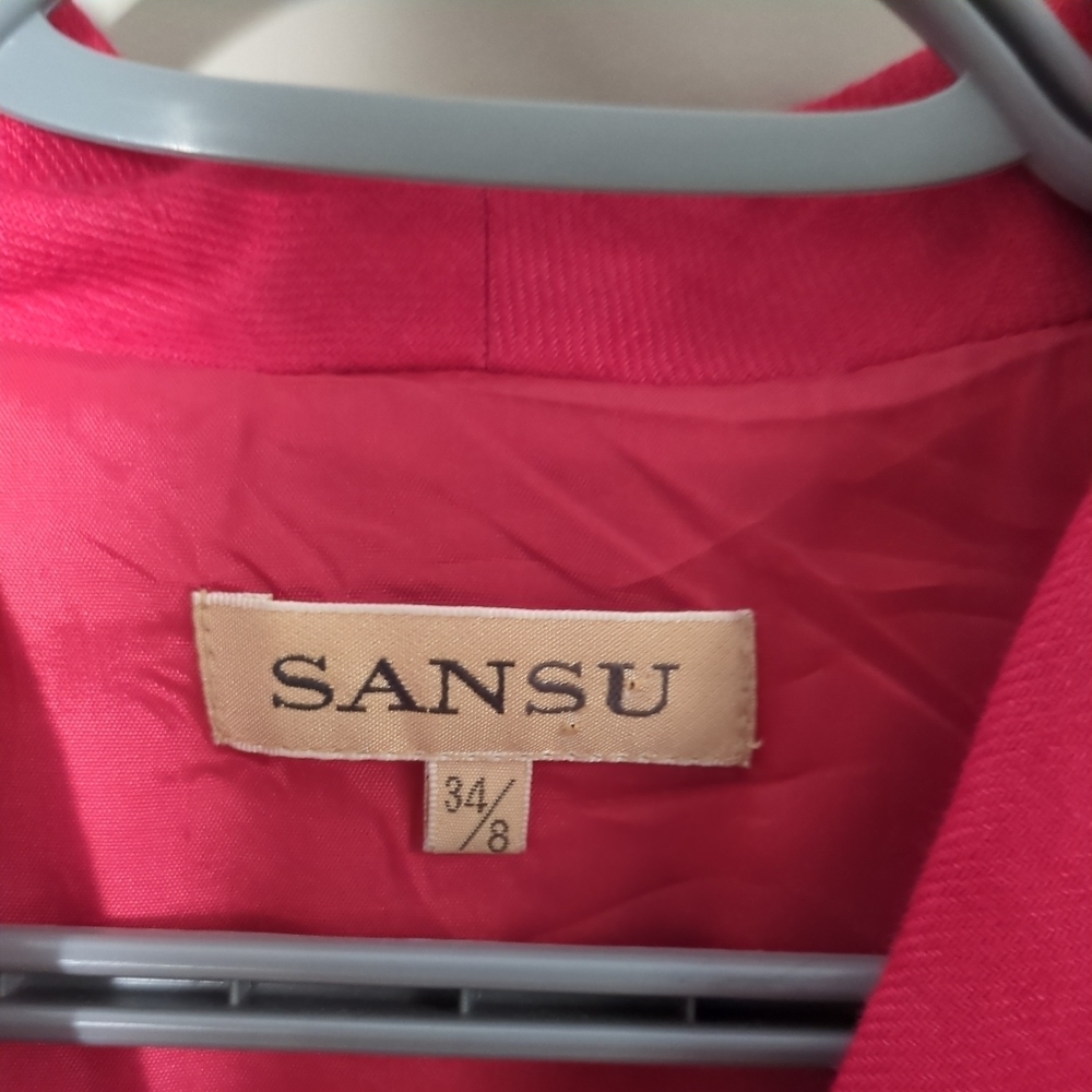 Sansu Cherry Red Linen Single Breasted Blazer‎ Size 34/8 (Approx US S/M) - Picture 6 of 8